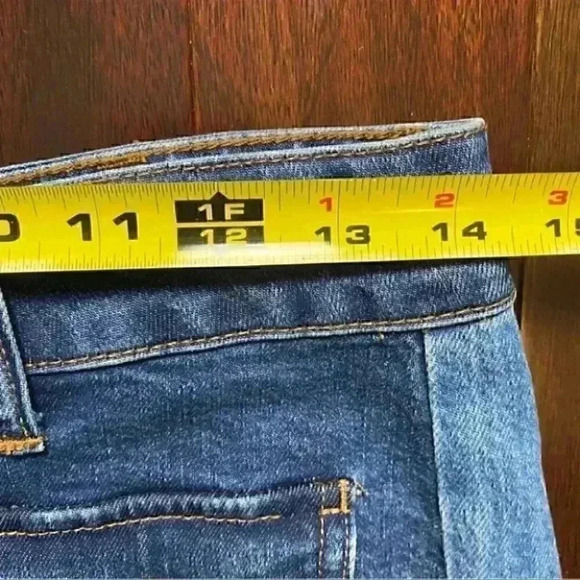 Madewell Denim Mini Skirt Button Front 2 Tone Blue Jean Size 26 - Picture 11 of 14